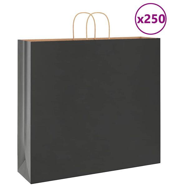 vidaXL Bolsas de papel con asas 250 uds negra 54x15x49 cm