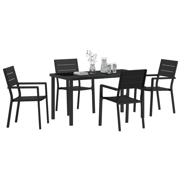vidaXL Conjunto de Comedor de Jard&iacute;n 5 pcs Negro