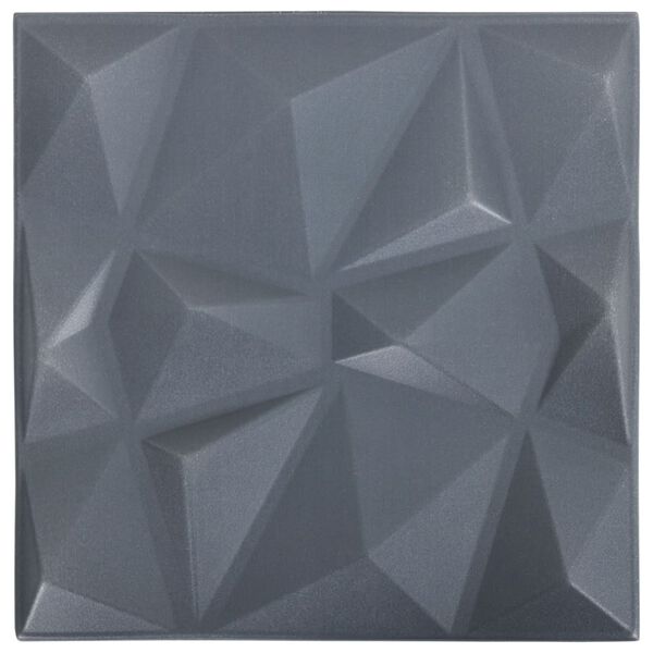 vidaXL Paneles de pared 3D 12 unidades gris diamante 3 m² 50x50 cm