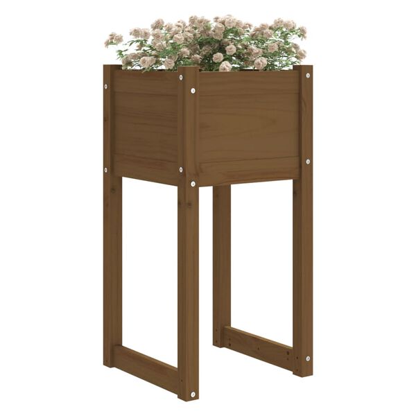 vidaXL Jardinera madera maciza de pino marrón miel 40x40x81 cm