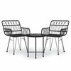 vidaXL Juego de comedor de jard&iacute;n 3 piezas rat&aacute;n sint&eacute;tico negro