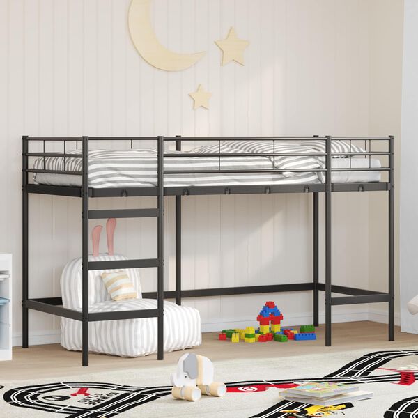 vidaXL Estructura de litera para ni&ntilde;os Negro 74,5 x 190 cm Acero