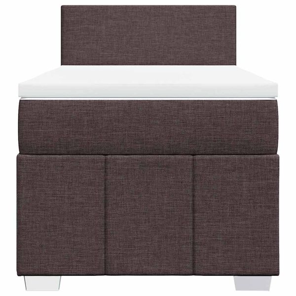 vidaXL Cama box spring con colch&oacute;n tela marr&oacute;n oscuro 90x200 cm