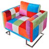 vidaXL Sill&oacute;n cubo con dise&ntilde;o de retales tela Patchwork patas cromadas