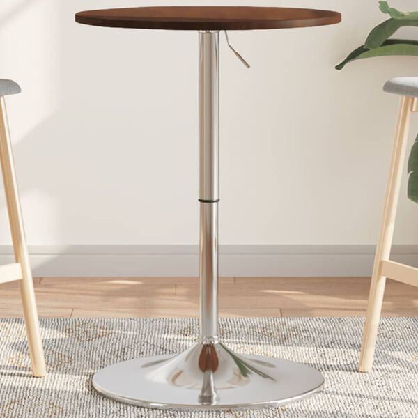 vidaXL Mesa alta de madera maciza roble marrón oscuro Ø50x89,5 cm