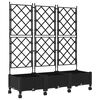 vidaXL Jardinera con enrejado y ruedas 3 uds. Negro PP