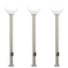 vidaXL Balizas de luz con toma de corriente, 3 unidades, 120 cm, acero inoxidable, IP44