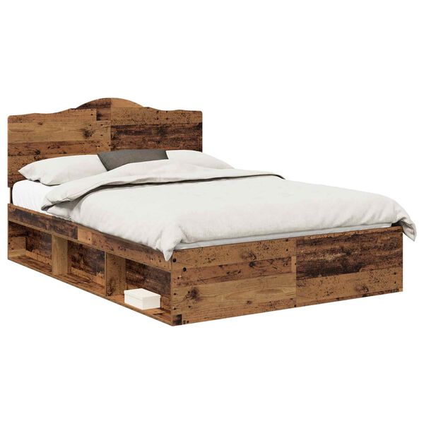 vidaXL Estructura de cama con cabecera Madera vieja 140 x 200 cm