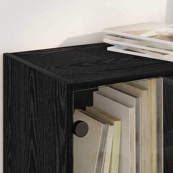 vidaXL Alacena Roble Negro 68 x 37 x 142 cm Madera contrachapada