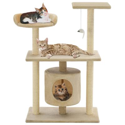 vidaXL Rascador para gatos con postes rascadores de sisal 95 cm beige