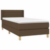 vidaXL Cama box spring con colch&oacute;n tela marr&oacute;n oscuro 90x190 cm