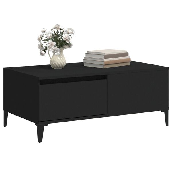 vidaXL Mesa de centro madera contrachapada negro 90x50x36,5 cm