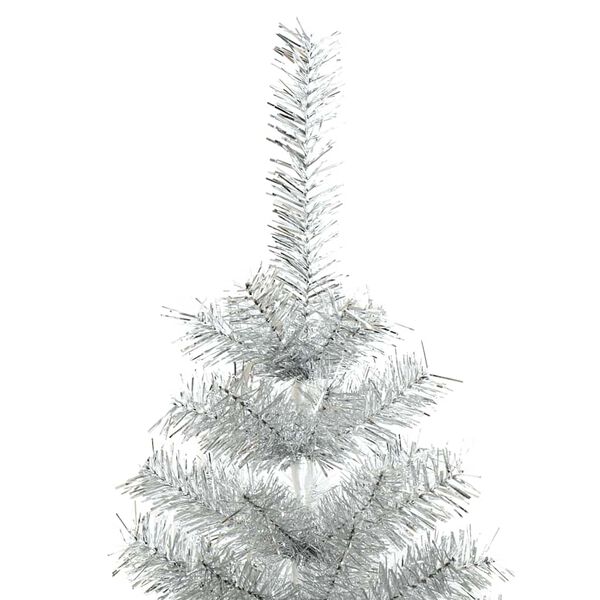 vidaXL Árbol de Navidad artificial con soporte PET plateado 150 cm