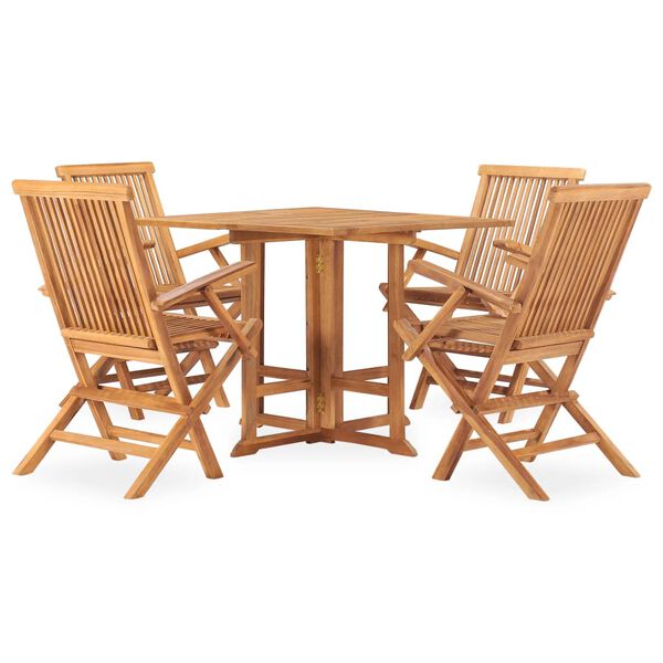 vidaXL Set de comedor de jard&iacute;n plegable 5 pzas madera maciza de teca