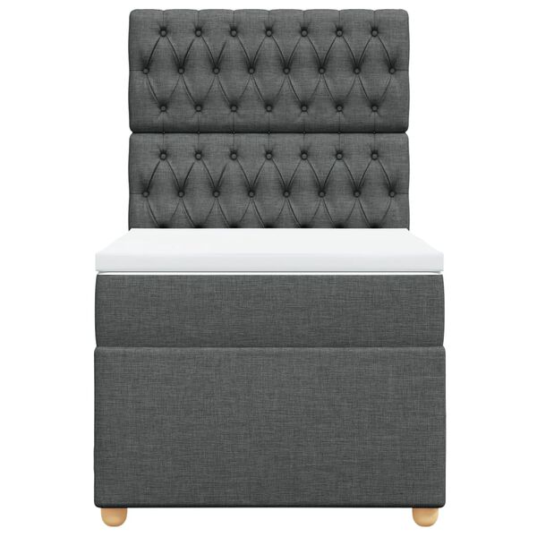 vidaXL Cama box spring con colch&oacute;n tela gris oscuro 90x190 cm