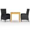 vidaXL Juego de comedor de jard&iacute;n de 3 piezas negro
