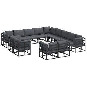 vidaXL Conjunto de sof&aacute;s de jard&iacute;n 13 uds. Negro Aluminio