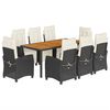 vidaXL Set de comedor de jard&iacute;n 9 pzas y cojines rat&aacute;n sint&eacute;tico negro