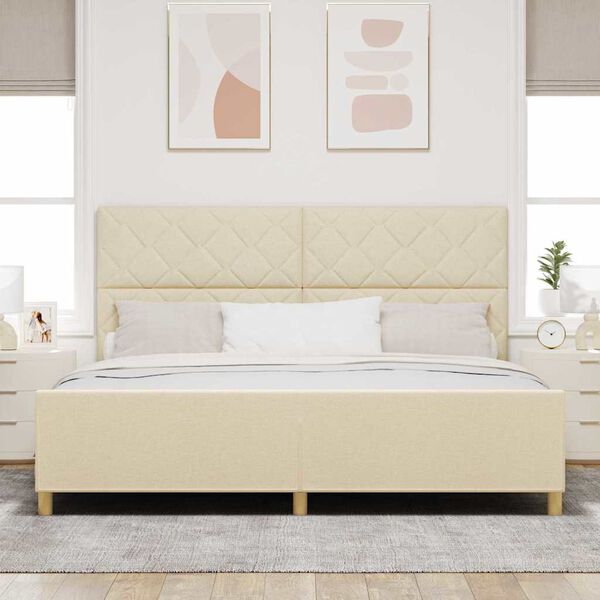 vidaXL Estructura de cama con cabecera Crema 200 x 200 cm tela