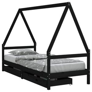 vidaXL Estructura de cama ni&ntilde;os con cajones madera pino negro 80x200cm