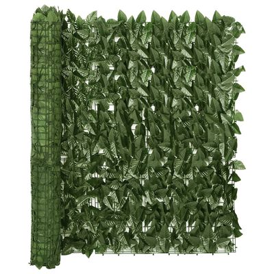 vidaXL Toldo para balcón con hojas verde oscuro 500x100 cm