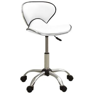 vidaXL Taburete de sal&oacute;n de belleza de cuero sint&eacute;tico blanco