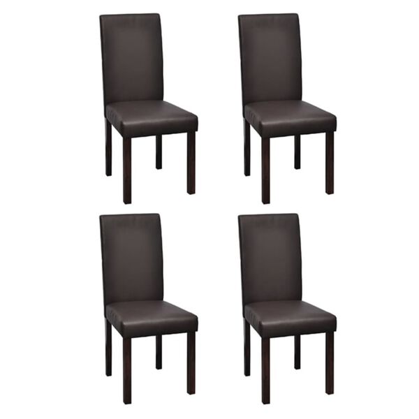 vidaXL Sillas de comedor 4 unidades cuero sint&eacute;tico marr&oacute;n