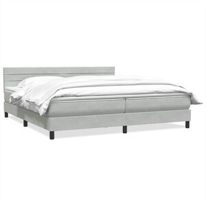 vidaXL Cama box spring con colch&oacute;n terciopelo gris claro 180x220 cm