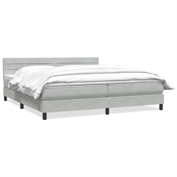 vidaXL Cama box spring con colch&oacute;n terciopelo gris claro 180x220 cm