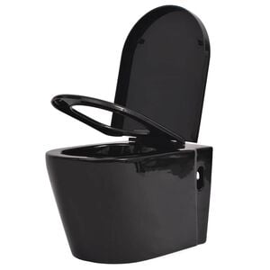 vidaXL Inodoro de pared cer&aacute;mica negro