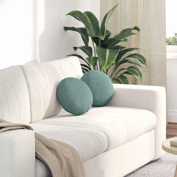 vidaXL Cojines para asiento 2 pcs Verde Mar &Oslash; 40 x 13 cm Terciopelo