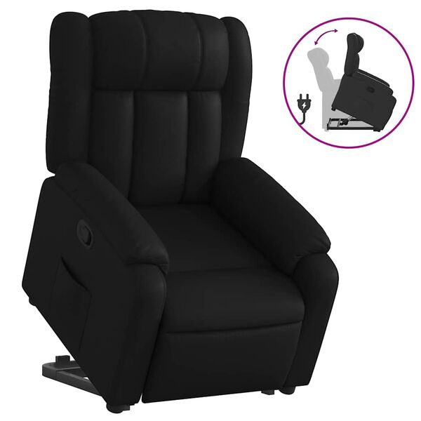 vidaXL Sill&oacute;n reclinable elevable cuero artificial negro