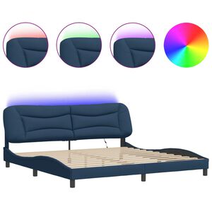 vidaXL Estructura de cama con LED sin colch&oacute;n Hvar tela azul 200x200 cm