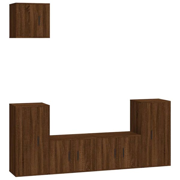 vidaXL Set de muebles para TV 5 pzas madera contrachapada roble marr&oacute;n