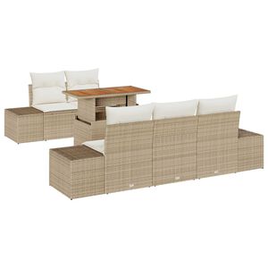 vidaXL Conjunto de sof&aacute; de jard&iacute;n 6 pcs Beige Polirat&aacute;n
