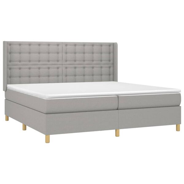 vidaXL Cama box spring con colch&oacute;n tela y LED gris claro 200x200 cm