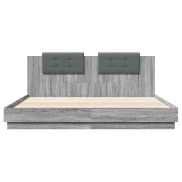 vidaXL Cama con cabecero madera de ingenier&iacute;a gris Sonoma 180x200 cm