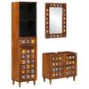 vidaXL Juego de muebles de ba&ntilde;o 3 uds. Nogal Madera de mango maciza