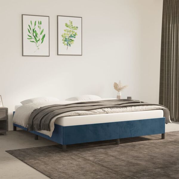 vidaXL Estructura de cama sin colch&oacute;n terciopelo azul oscuro 160x200cm