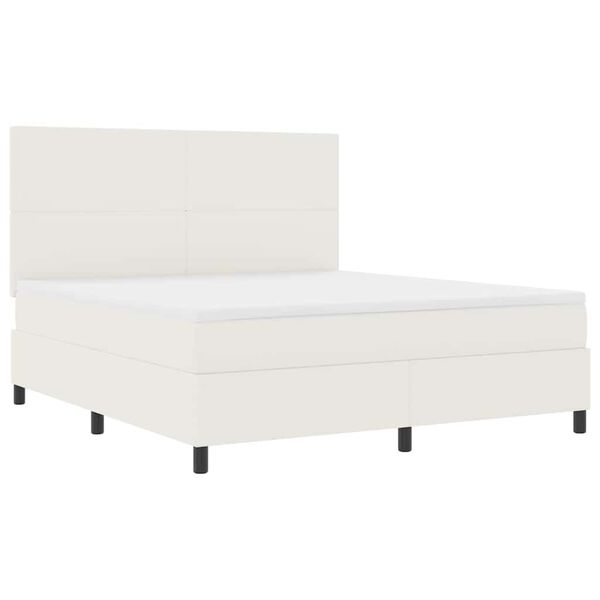 vidaXL Cama tipo Box Spring Manual Crema y Blanco 203 x 180 x 128 cm