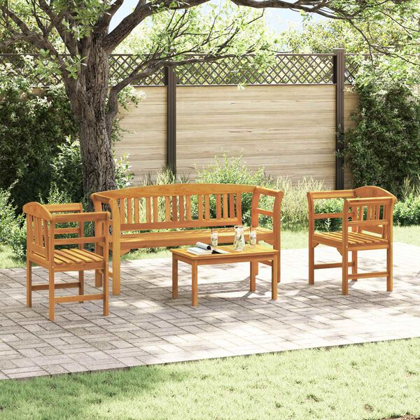 vidaXL Conjunto de sal&oacute;n Rosa del jard&iacute;n 4 pcs Natural