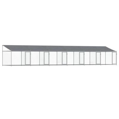 vidaXL Jaula de perros techo y puertas acero galvanizado gris 12x2x2 m