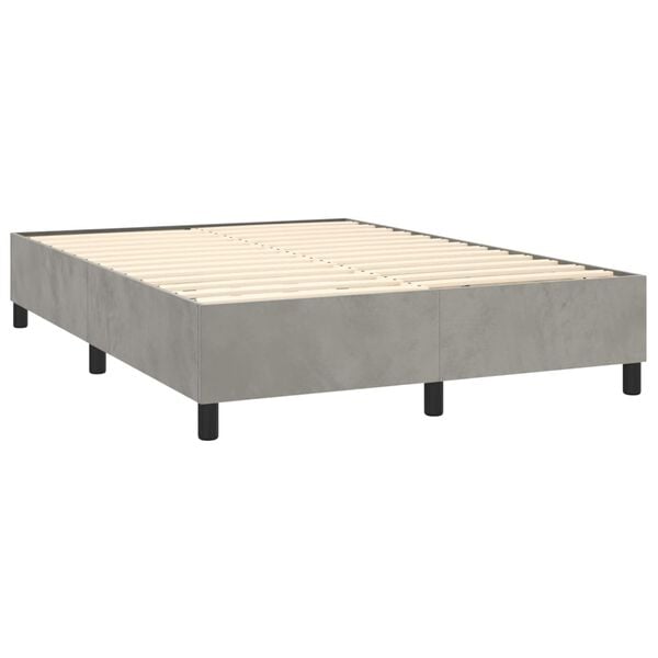 vidaXL Cama box spring con colch&oacute;n terciopelo gris claro 140x190 cm