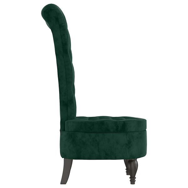 vidaXL Sill&oacute;n de respaldo alto con botones terciopelo verde oscuro