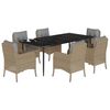 vidaXL Set comedor de jard&iacute;n 7 pzas con cojines rat&aacute;n sint&eacute;tico beige