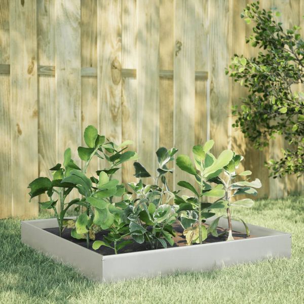 vidaXL Jardinera de acero inoxidable 100x100x26 cm