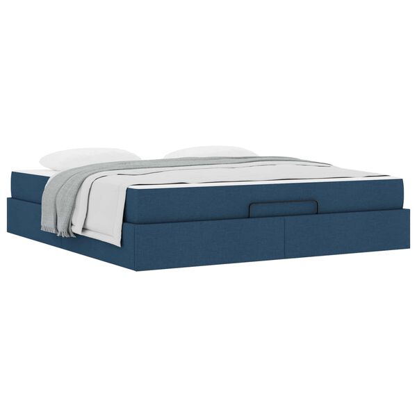 vidaXL Estructura de cama con colch&oacute;n con colch&oacute;n 2 pcs Azul tela