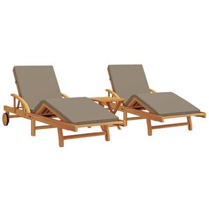 vidaXL Tumbona 3 uds. Madera de Acacia S&oacute;lida Taup&eacute;