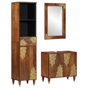 vidaXL Juego de Muebles de Ba&ntilde;o con caj&oacute;n con puerta 3 pcs Marr&oacute;n miel