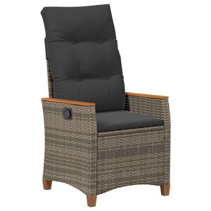 vidaXL Silla de jard&iacute;n reclinable Gris y Gris Oscuro rat&aacute;n sint&eacute;tico